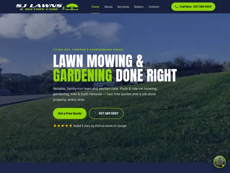 SJ Lawns & Section Care website preview
